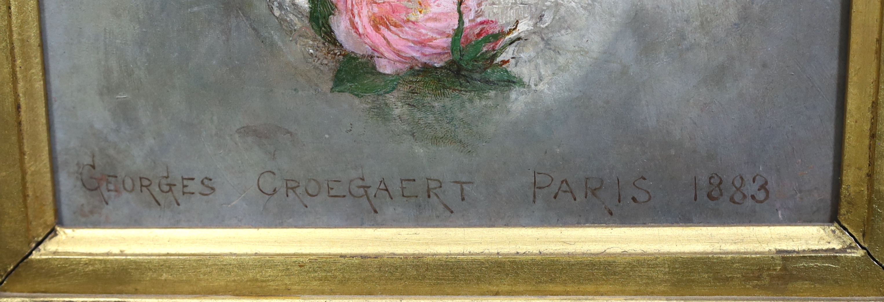 Georges Croegaert (Belgian, 1848-1923), A Beauty, Paris 1883, oil on panel, 23 x 17cm